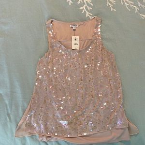 NWT Express sequin top in nude